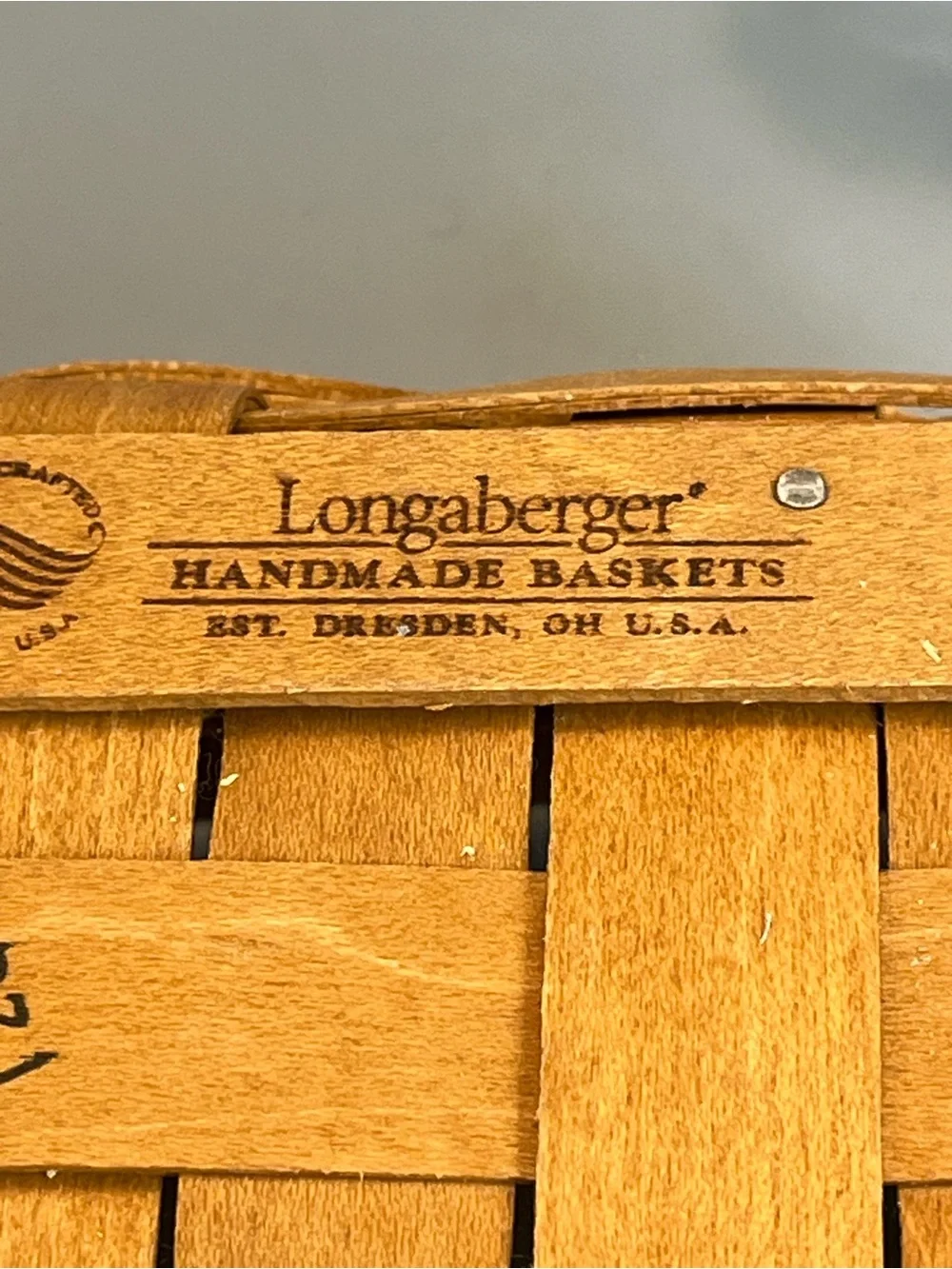 Vintage Longaberger 2010 Small Market Basket Leather Handle W/ Plastic Protector